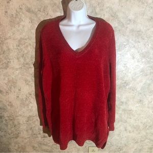 Apt 9 Woman’s Red Plush V-Neck Sweater